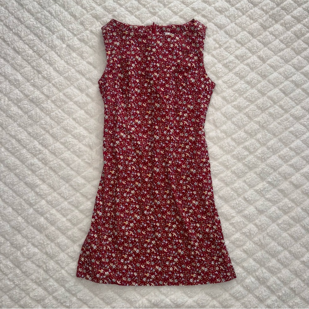 Clues NY Collection Floral Sleeveless Dress - Red